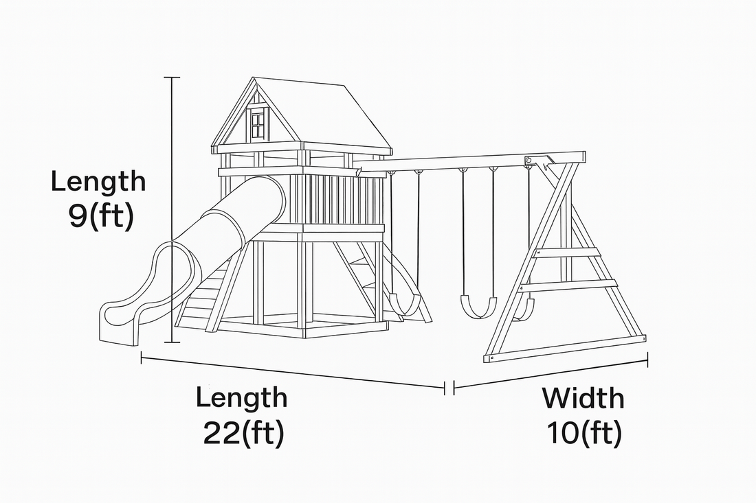 Deluxe Wooden Outdoor Playset with Tube Slide, Double Swings & Climbing Wall – 22ft x 10ft x 9ft
