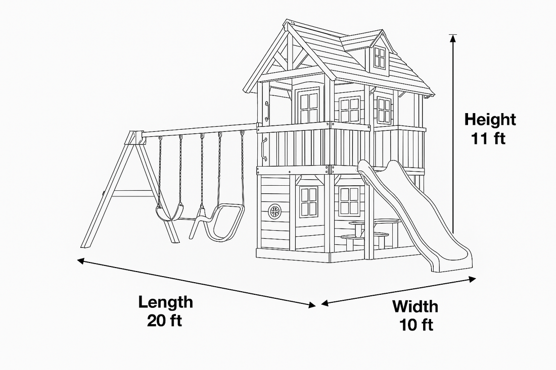Heavy-Duty Wooden Swingset with Spiral Tube Slide & Double Swings