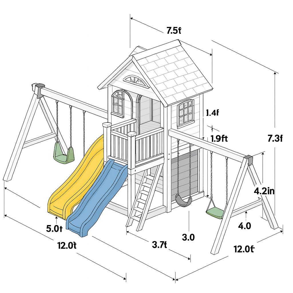 Large Outdoor Swing Set for Kids – Safe Backyard Playground with Slides & Playhouse