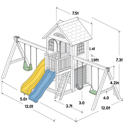 Large Outdoor Swing Set for Kids – Safe Backyard Playground with Slides & Playhouse