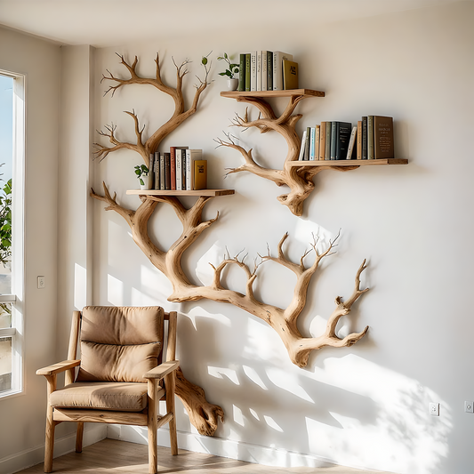 Custom Tree Bookshelf – Handmade Wooden Branch Shelf for Home Decor 