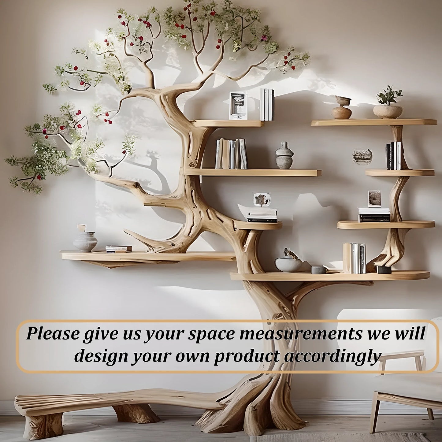 Decorative tree branch bookshelf wall mounted bookshelf bookshelf handmade furniture 