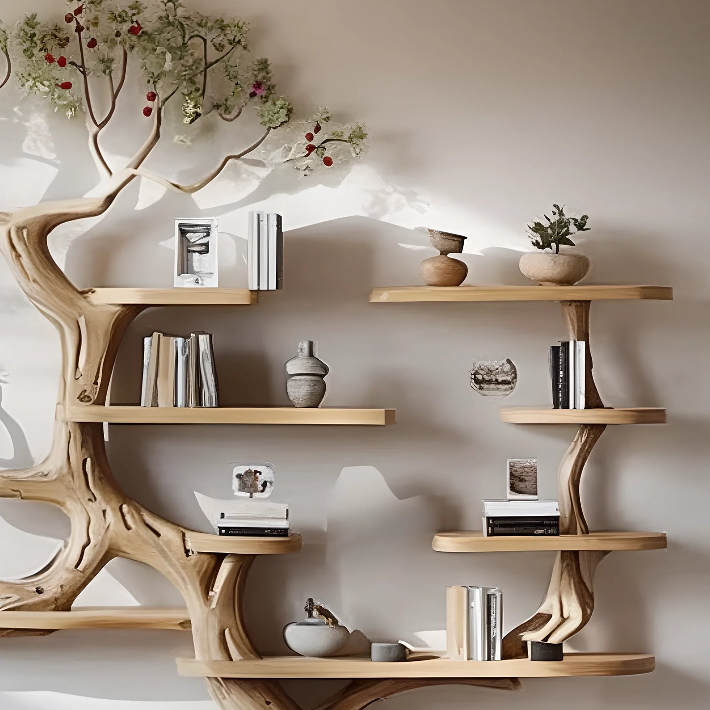 Decorative tree branch bookshelf wall mounted bookshelf bookshelf handmade furniture 