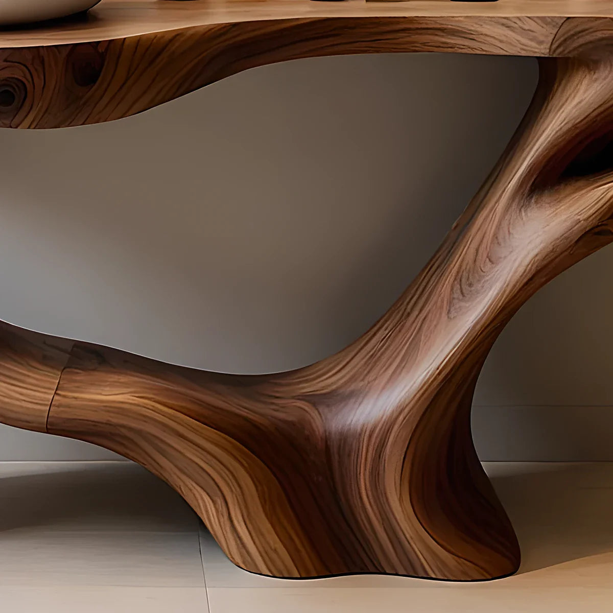 Double-Sculpted Wood Pedestal Vanity – Organic Modern Bathroom Sink Table - Rustira