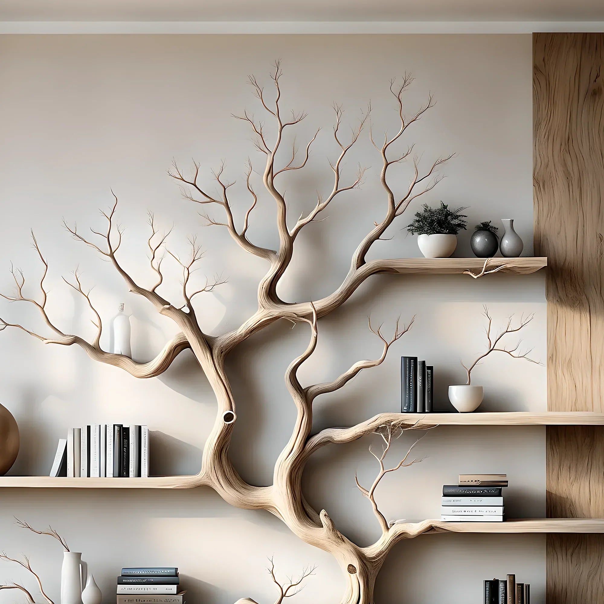 Driftwood bookshelf, driftwood, Christmas decoration shelf, bookshelf, tree-shaped shelf 