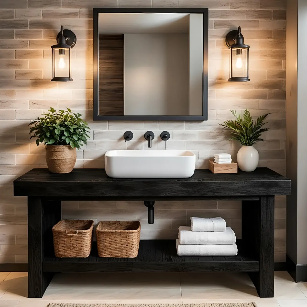 Elmstone Vanity – Solid Oak Farmhouse Bathroom Design - Rustira