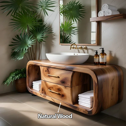 Elysian Bathroom Vanity – Natural Solid Wood Organic Modern - Rustirawood