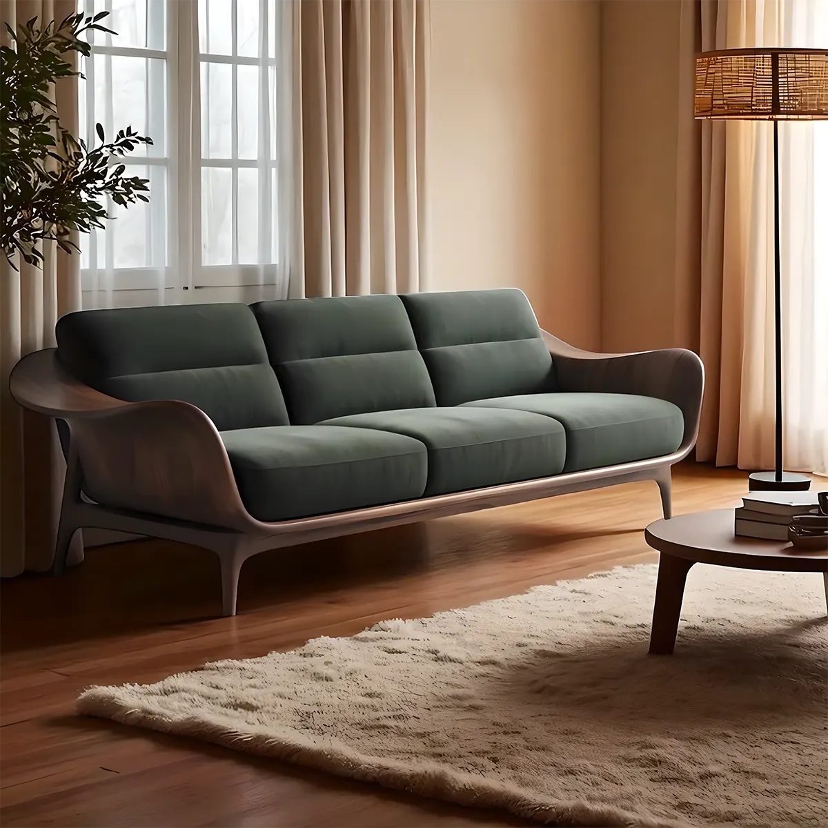 Exquisite ash wood sofa - Modern design, easy to clean 