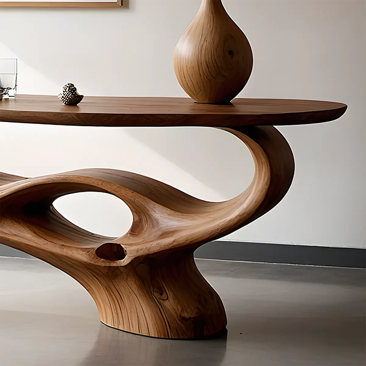 Flow Arc Walnut Console Table – Handcrafted Modern Design - Rustira