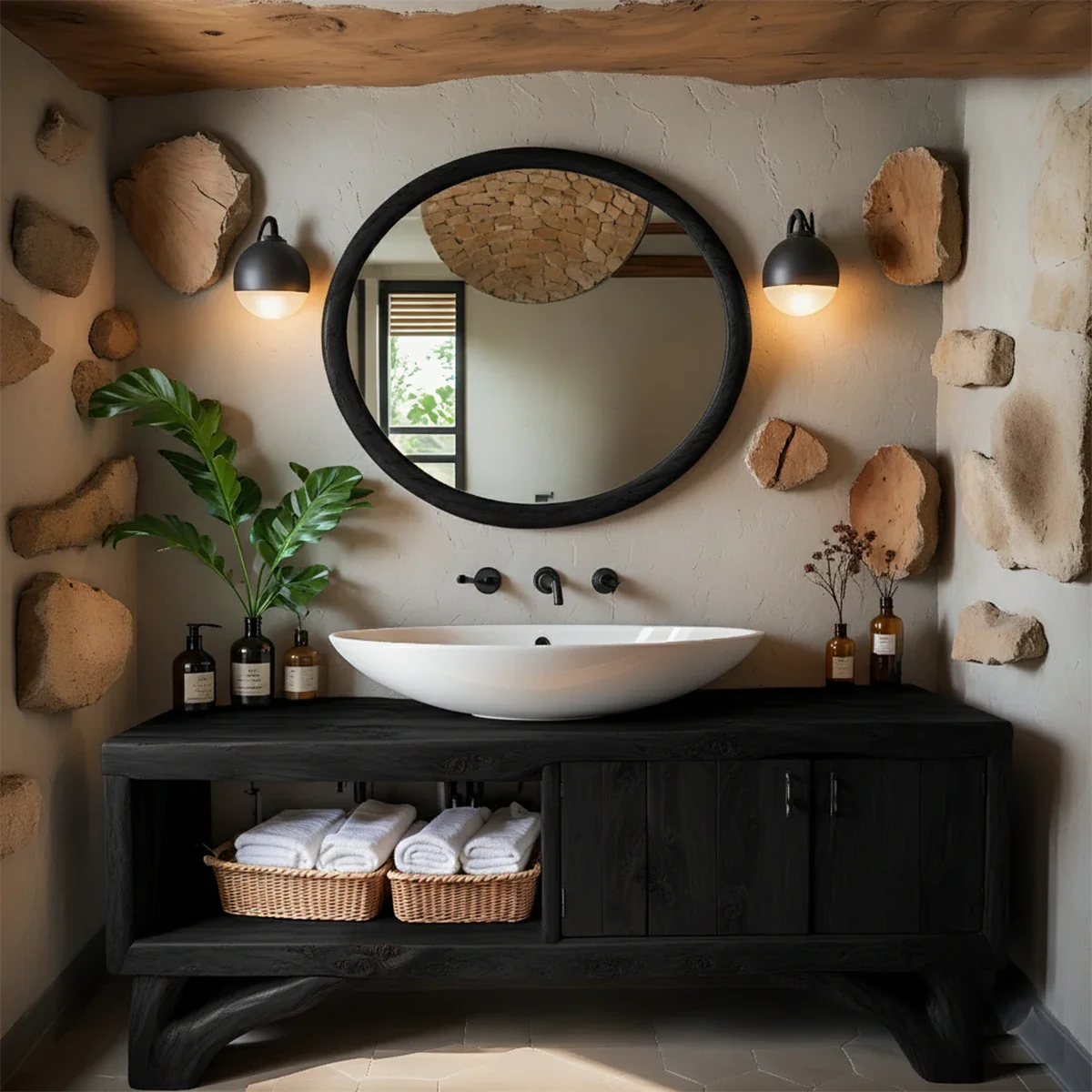 Handcrafted Live-Edge Rustic Solid Wood Bathroom Vanity - Rustira