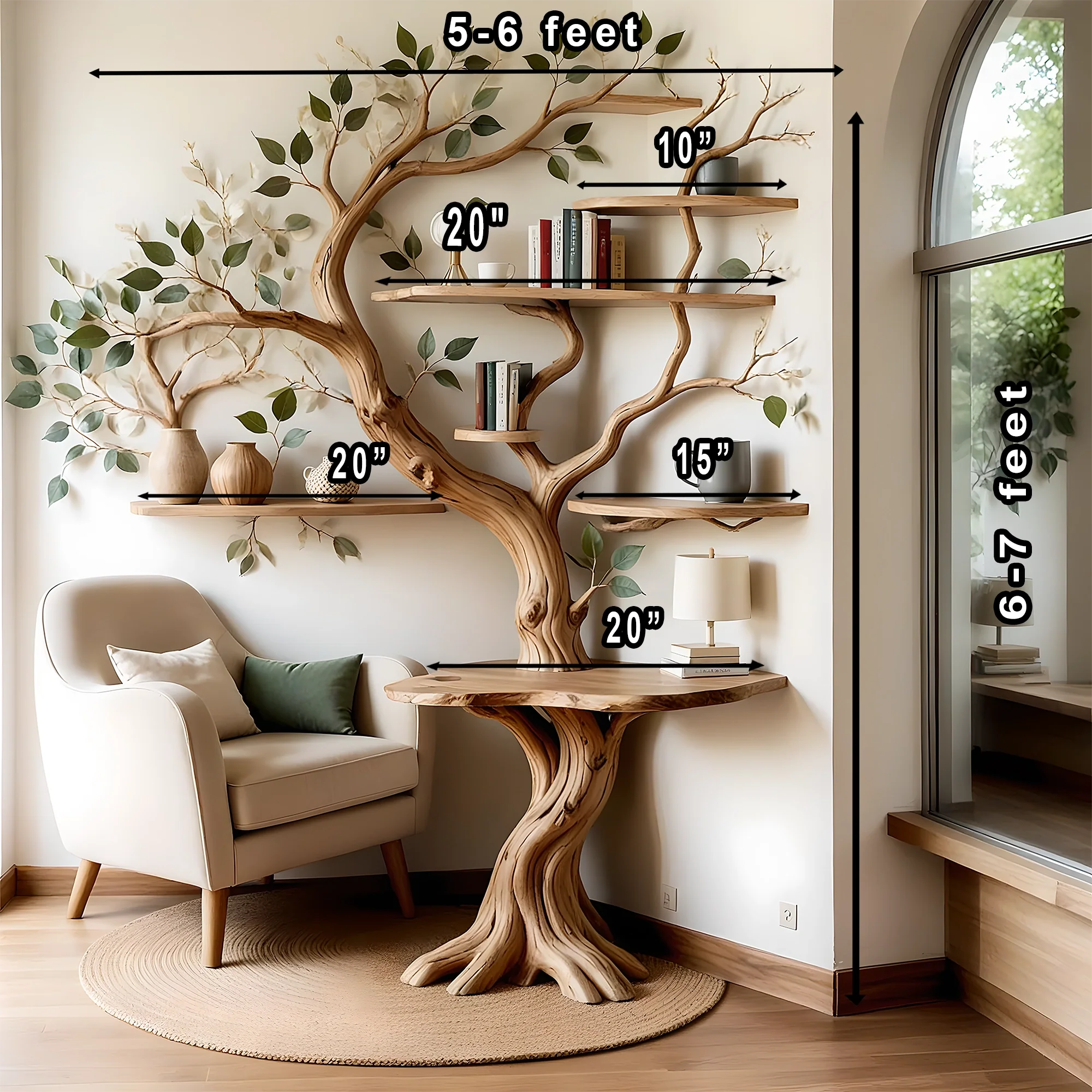 Handcrafted Tree Bookshelf – Creative Storage Solution with Organic Aesthetic 