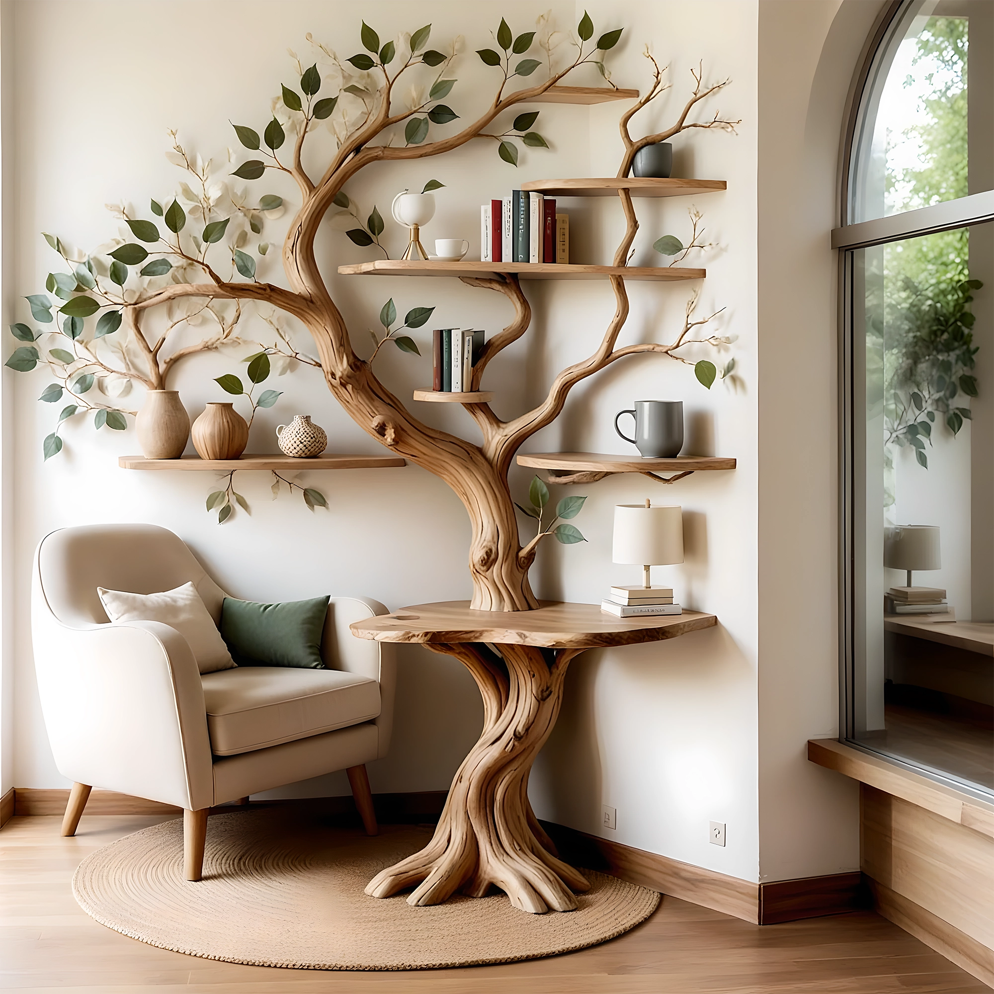 Handcrafted Tree Bookshelf – Creative Storage Solution with Organic Aesthetic 