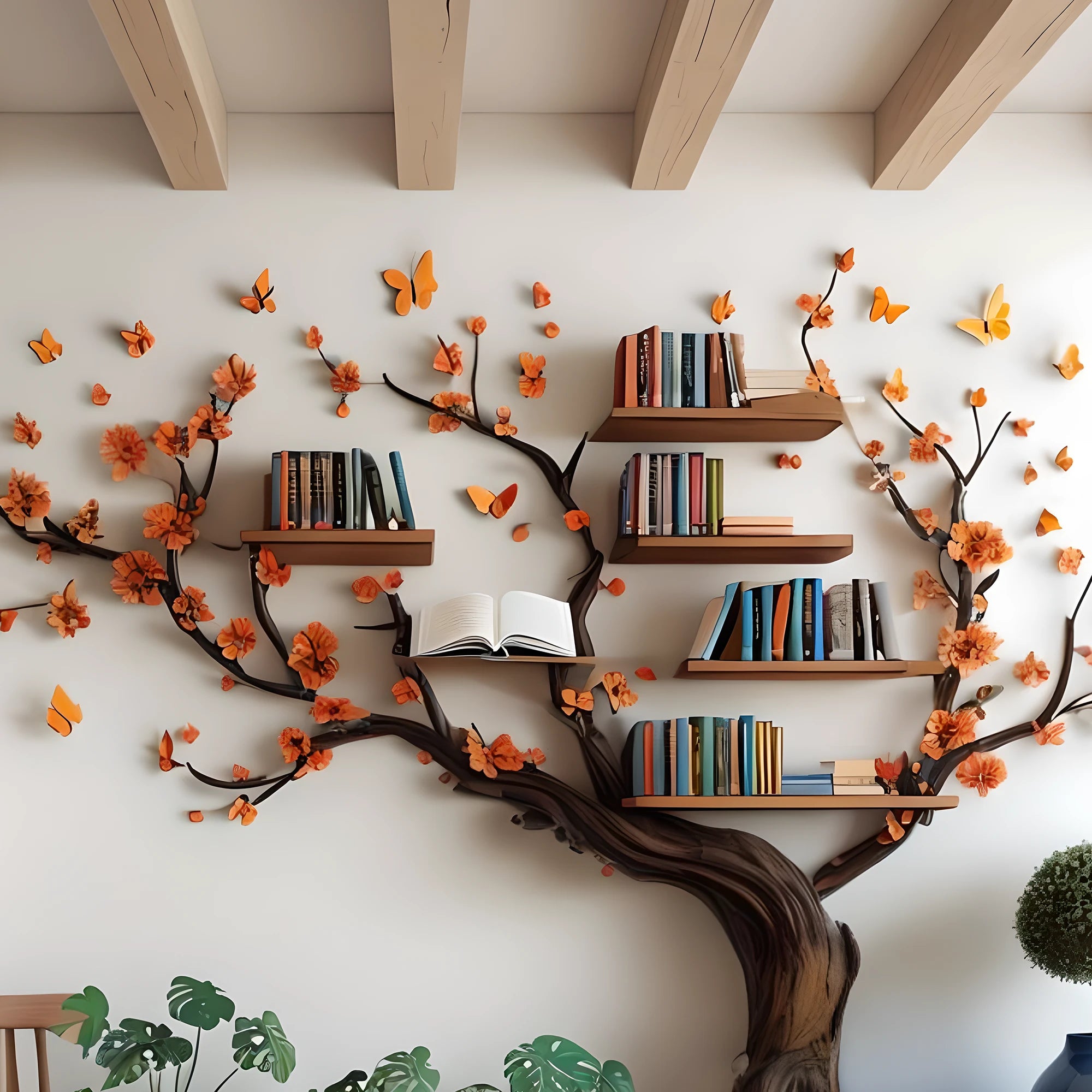 Handcrafted Tree Branch Bookshelf – Where Nature Meets Art 