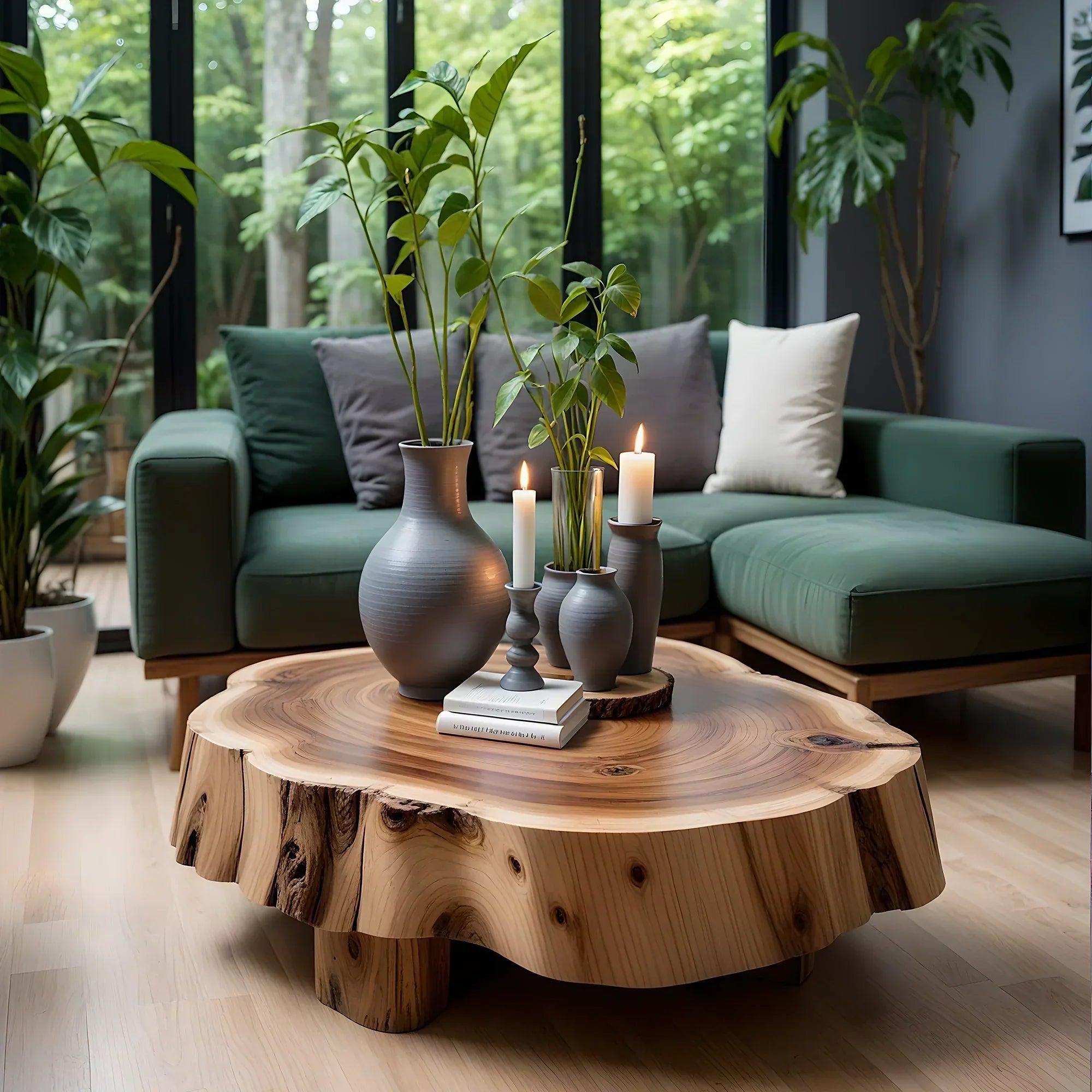 Handmade Round Coffee Table Solid Wood Coffee Table Handmade Rustic Decor Sustainable Furniture 