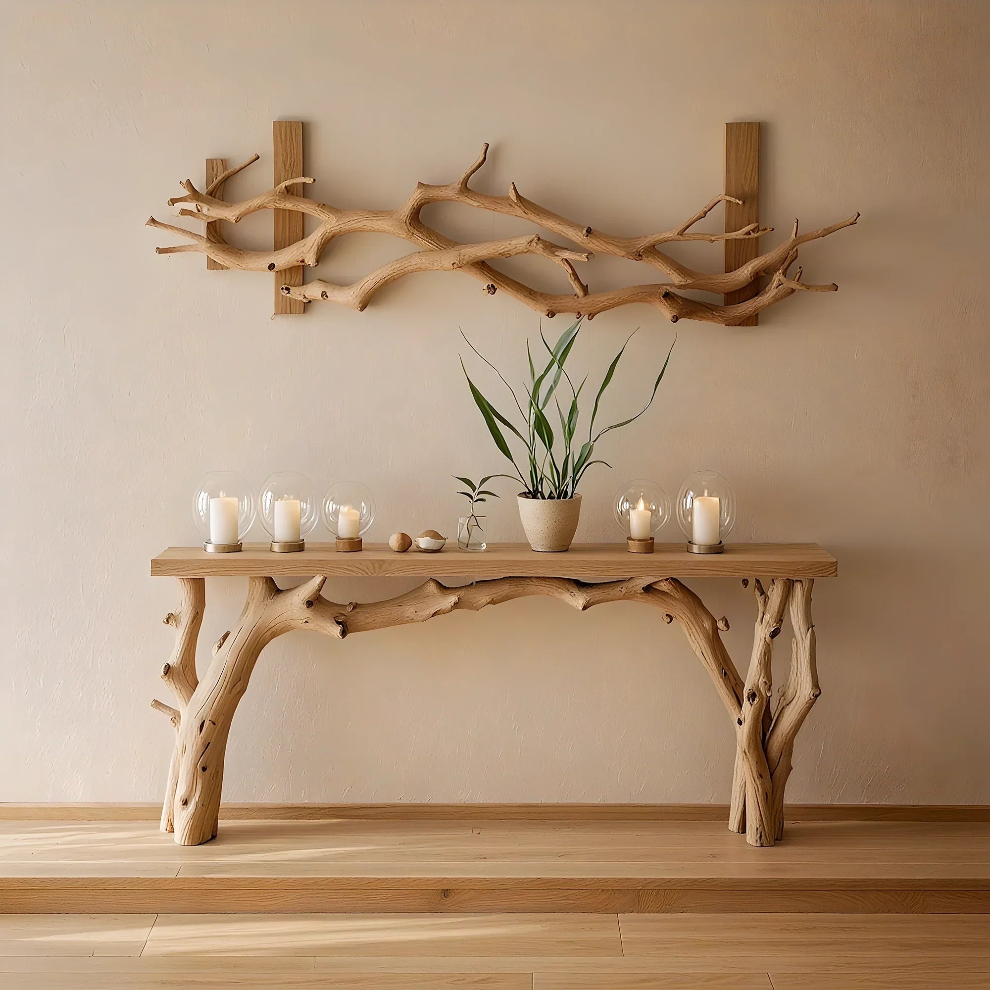 :Handmade rustic natural wood console table, farmhouse style console table, living side table, entryway table, housewarming gift 