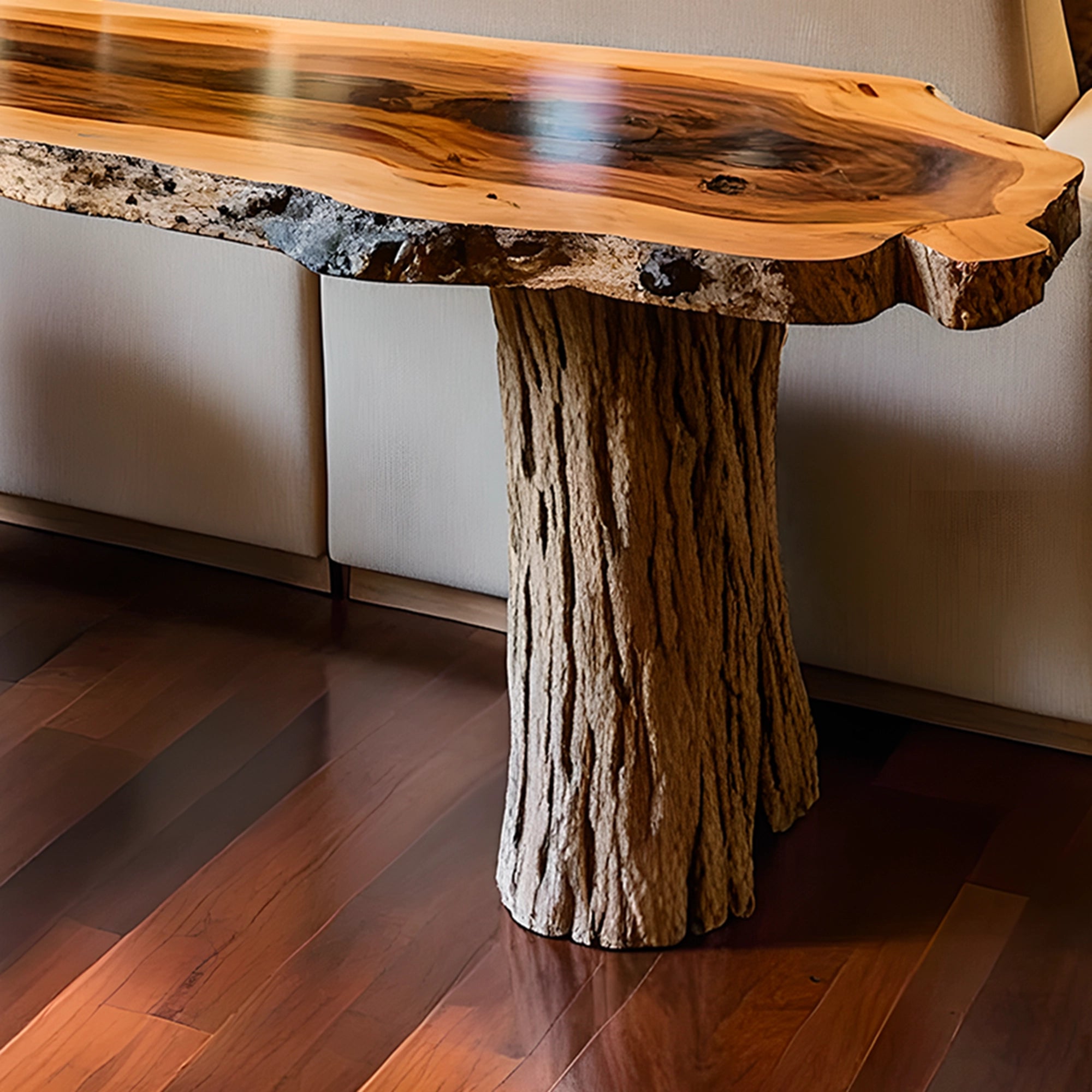 Handmade Rustic Natural Wood Console Table – Narrow Entryway Table for Country House, Stylish and Functional 