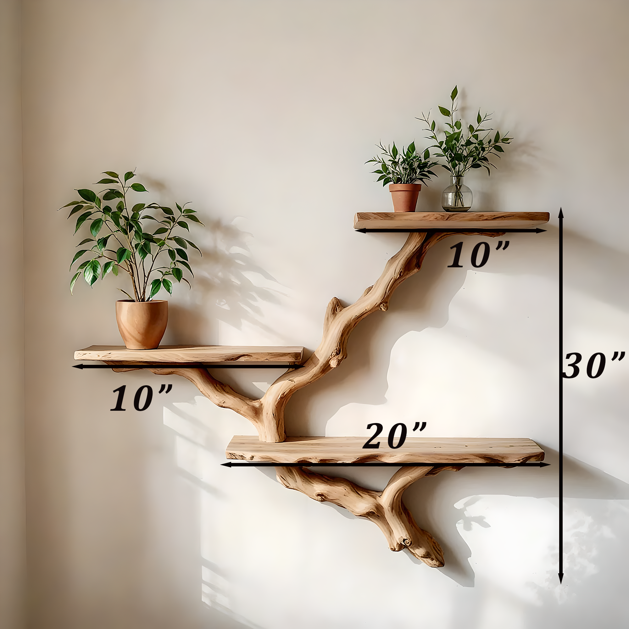 Handmade Tree Branch Bookshelf – Rustic Wall Shelf from Natural Wood 