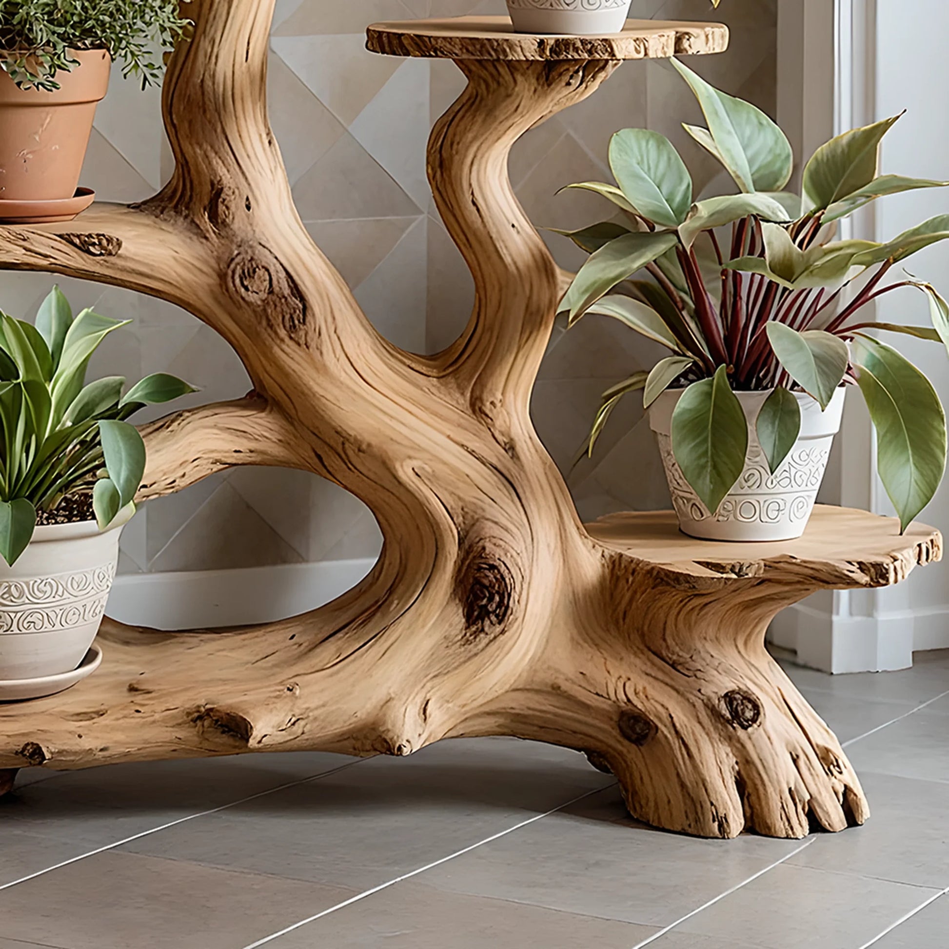 Handmade bonsai shelf, solid wood plant shelf. 