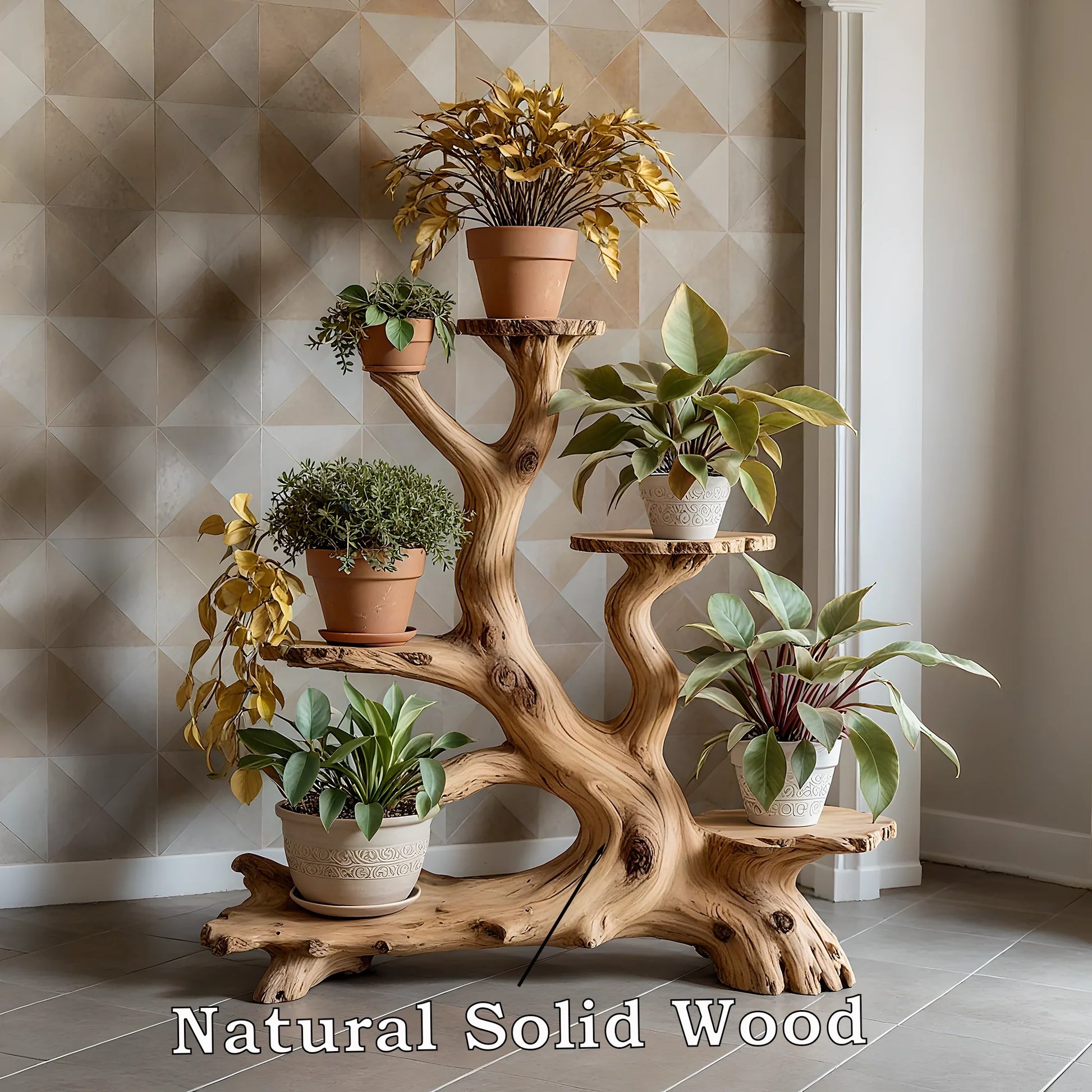 Handmade bonsai shelf, solid wood plant shelf. 