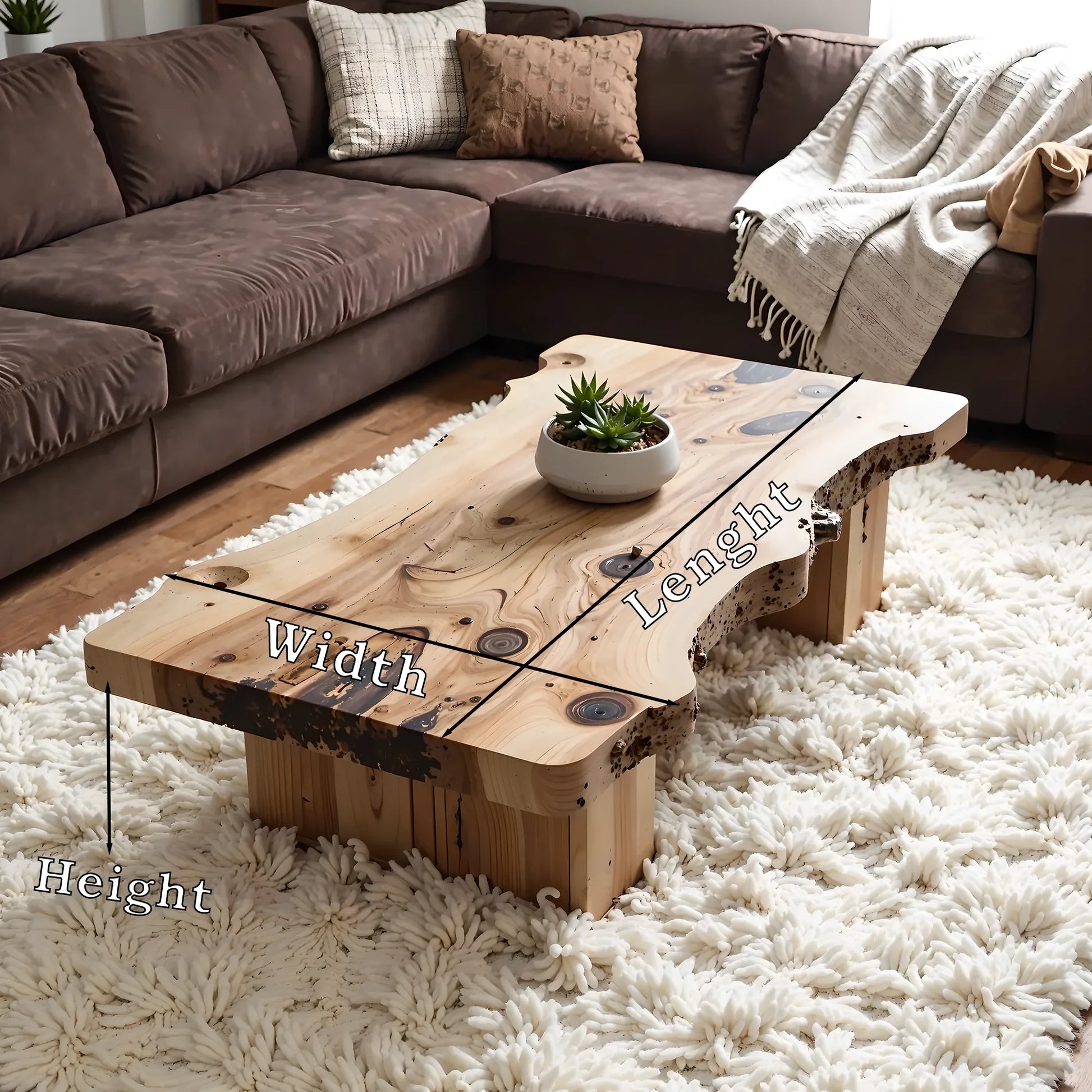Handmade coffee table, rustic natural wood coffee table, live edge farm table, living room table, living room décor 