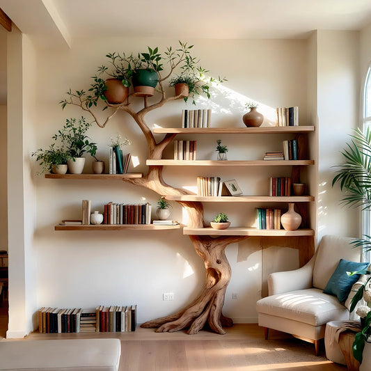 High quality solid wood tree shaped handmade bookshelf 