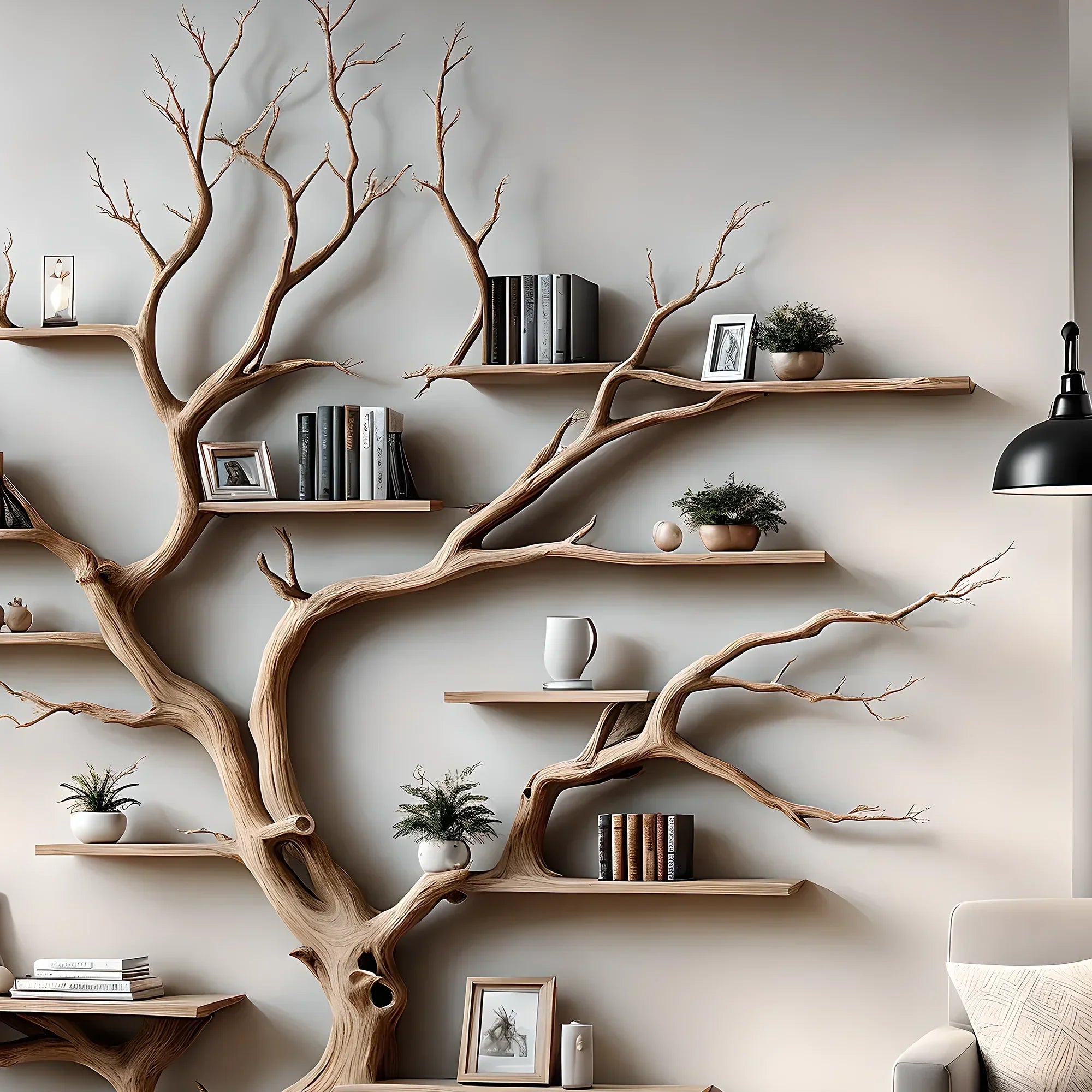 Home decoration bookshelf, tree-shaped solid wood bookshelf, children's bookshelf, perennial wooden bookshelf 