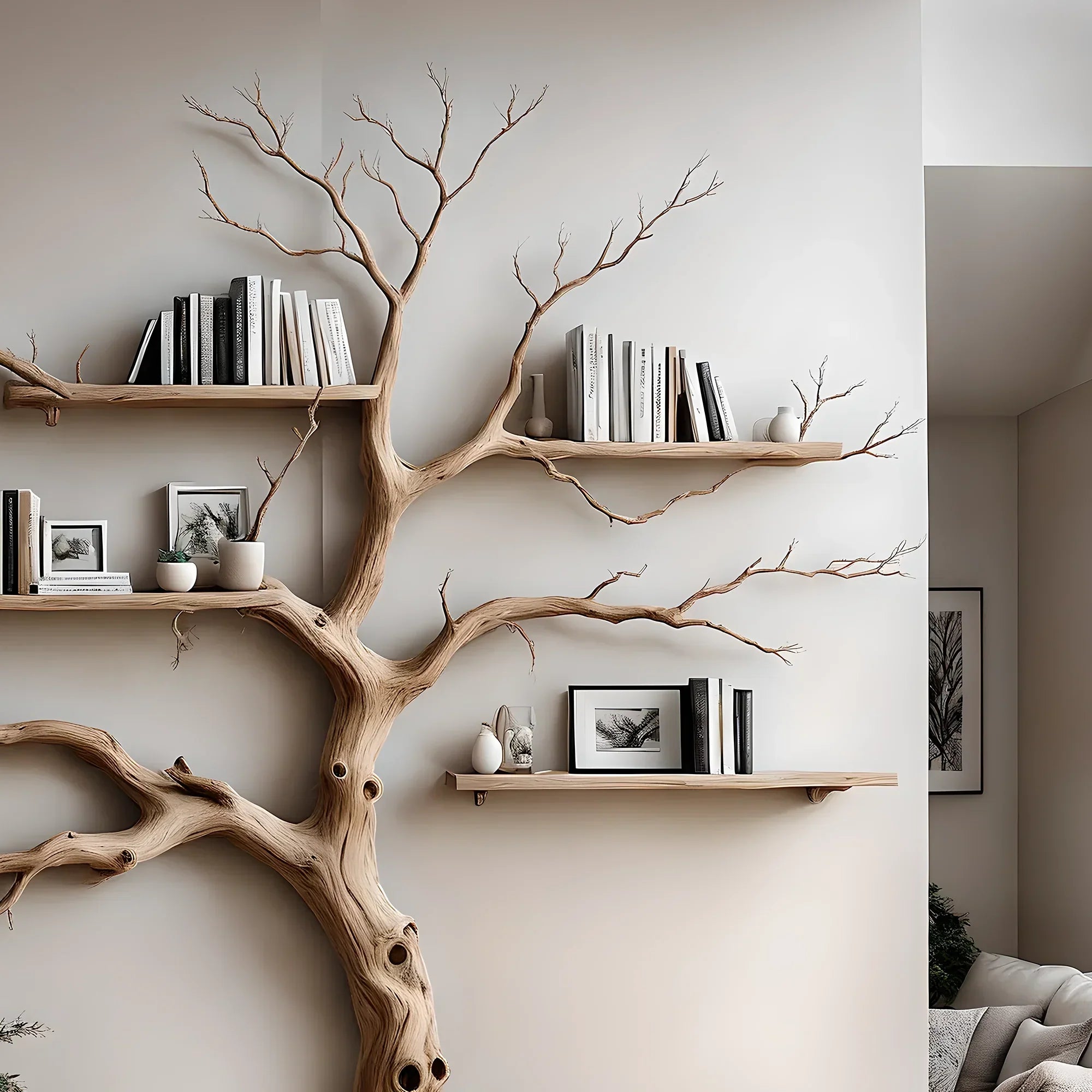 Home wall decoration bookshelf, solid wood bookshelf, 100% handmade wooden bookshelf 