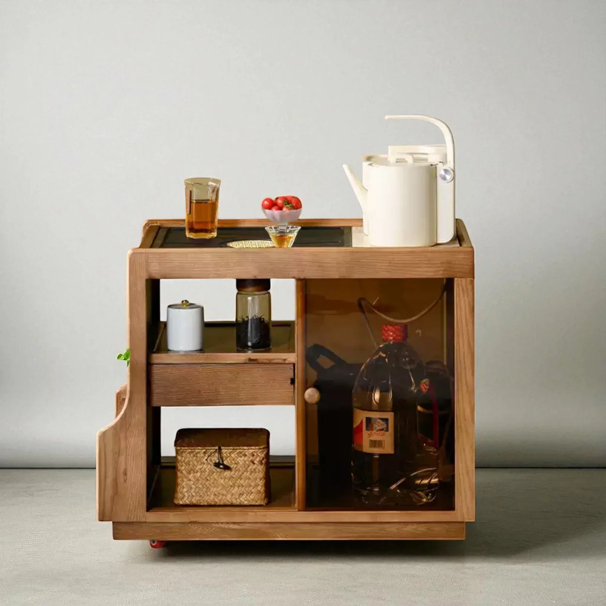 Japanese Wabi-Sabi Wooden Tea Cabinet - Rustira