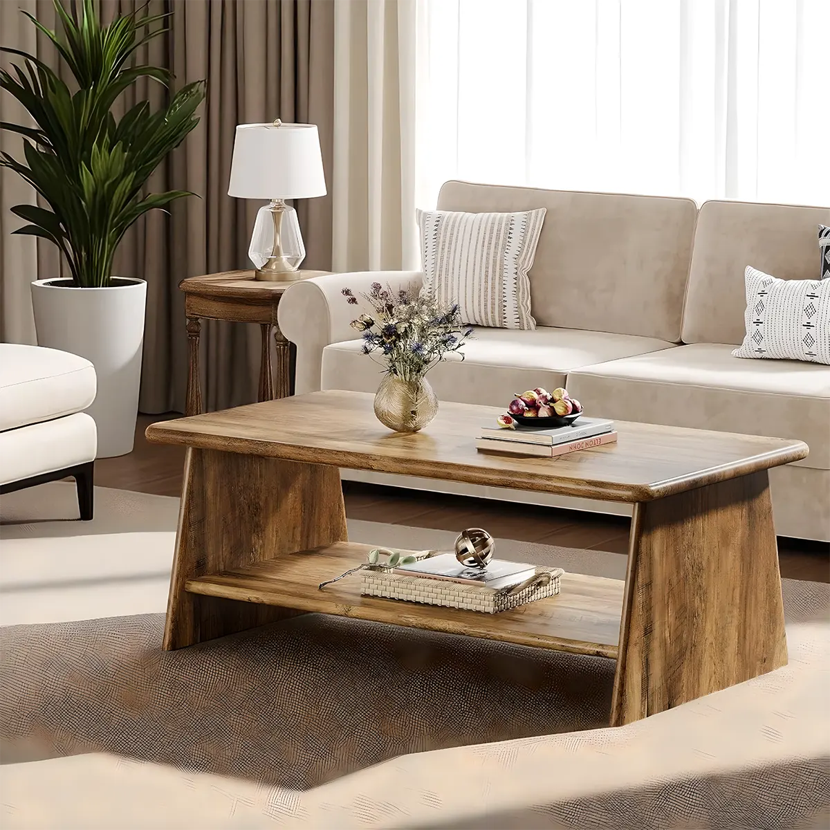 Korean Style Natural Wood Coffee Table – Elegant & Versatile 