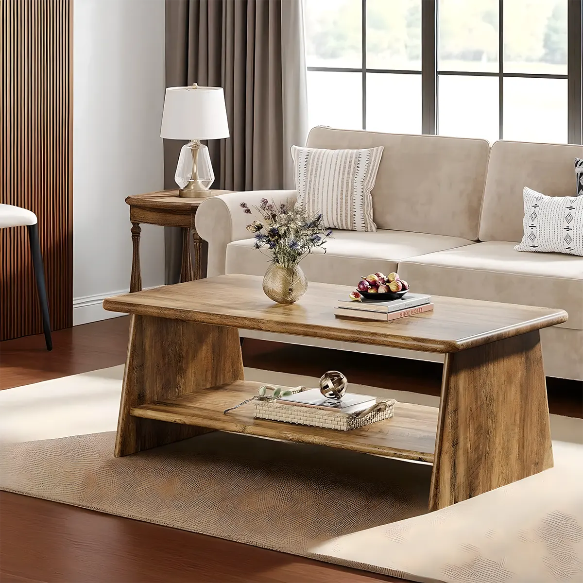 Korean Style Natural Wood Coffee Table – Elegant & Versatile 