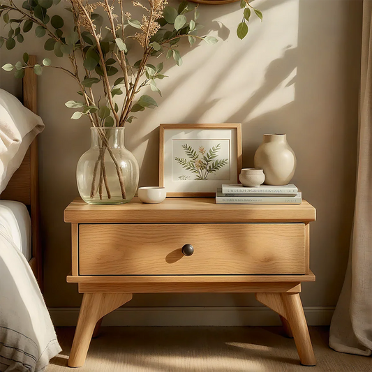 Lightwood Japandi Single-Drawer Nightstand - Rustirawood