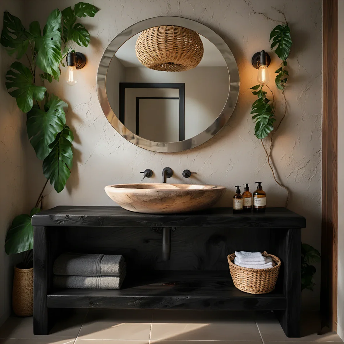 Organic Live-Edge Solid Wood Bathroom Vanity - Rustira