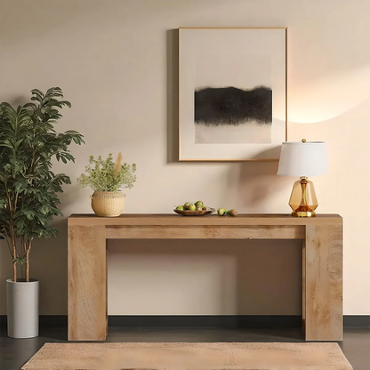 Long natural wood console table – Modern minimalist design 