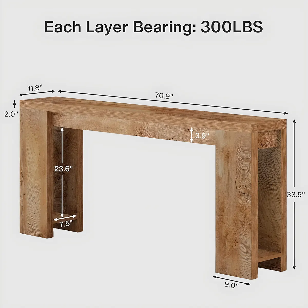 Long natural wood console table – Modern minimalist design 