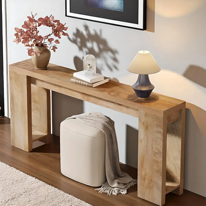 Long natural wood console table – Modern minimalist design 