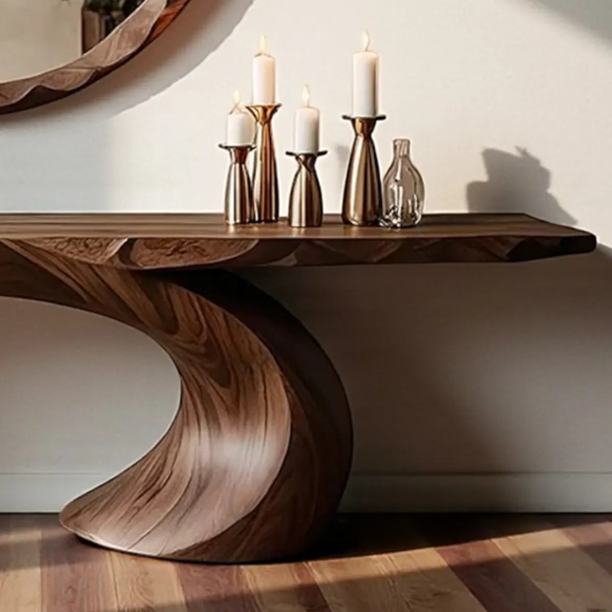 Loop Arc Walnut Console Table – Modern Handcrafted Design - Rustira