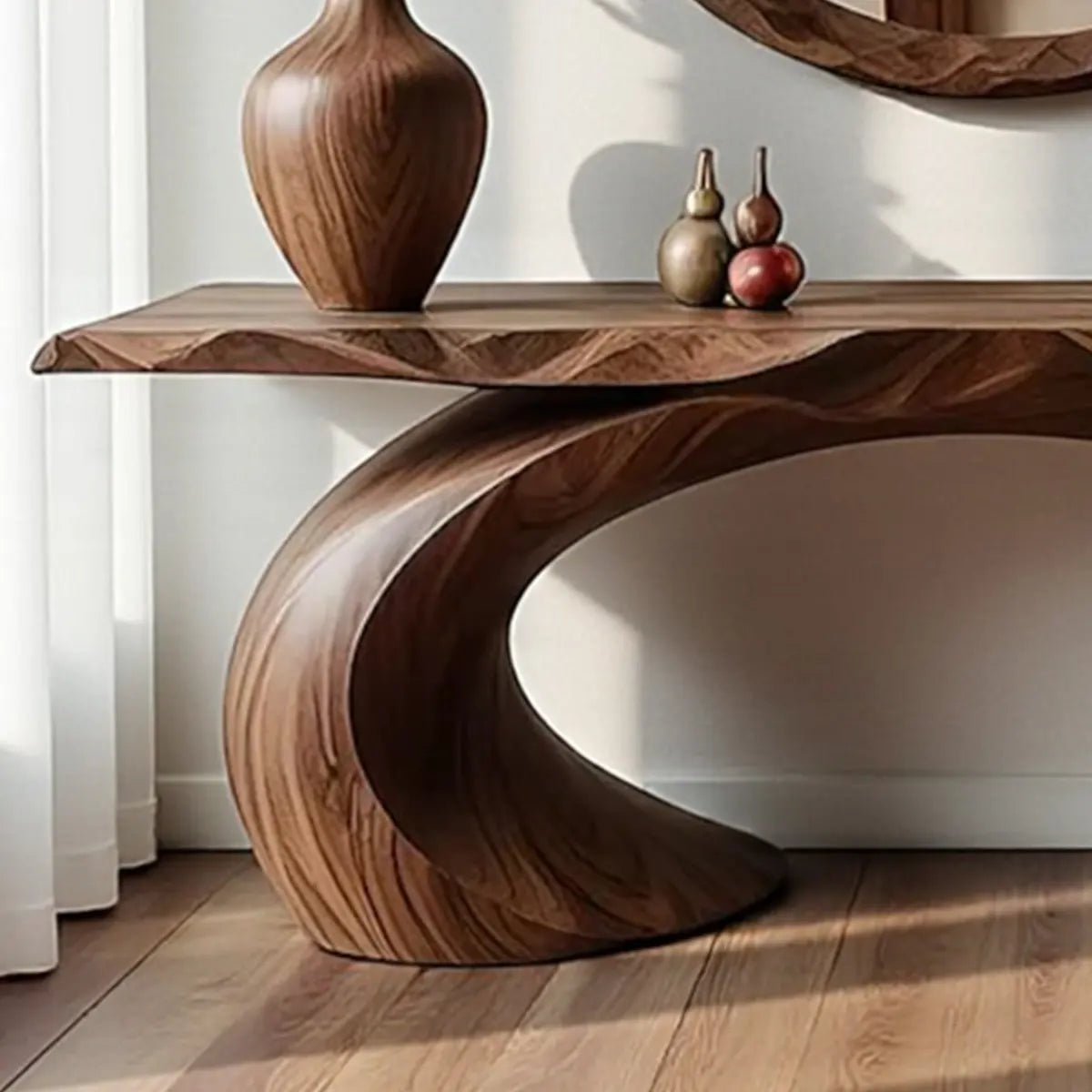 Loop Arc Walnut Console Table – Modern Handcrafted Design - Rustira