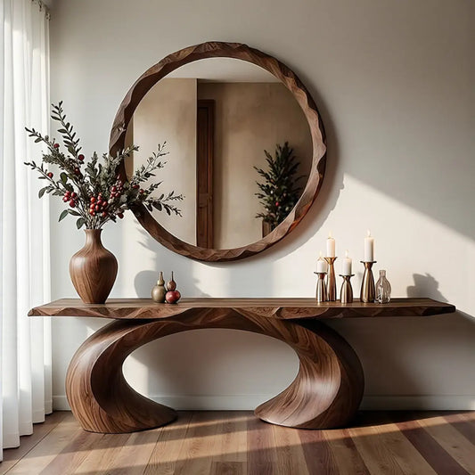 Loop Arc Walnut Console Table – Modern Handcrafted Design - Rustira