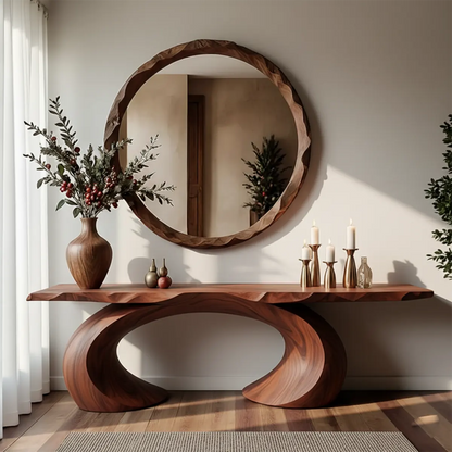 Loop Arc Walnut Console Table – Modern Handcrafted Design - Rustira