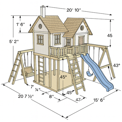 Premium Wooden Swing Set – Sturdy Backyard Playground with Slides & Swings