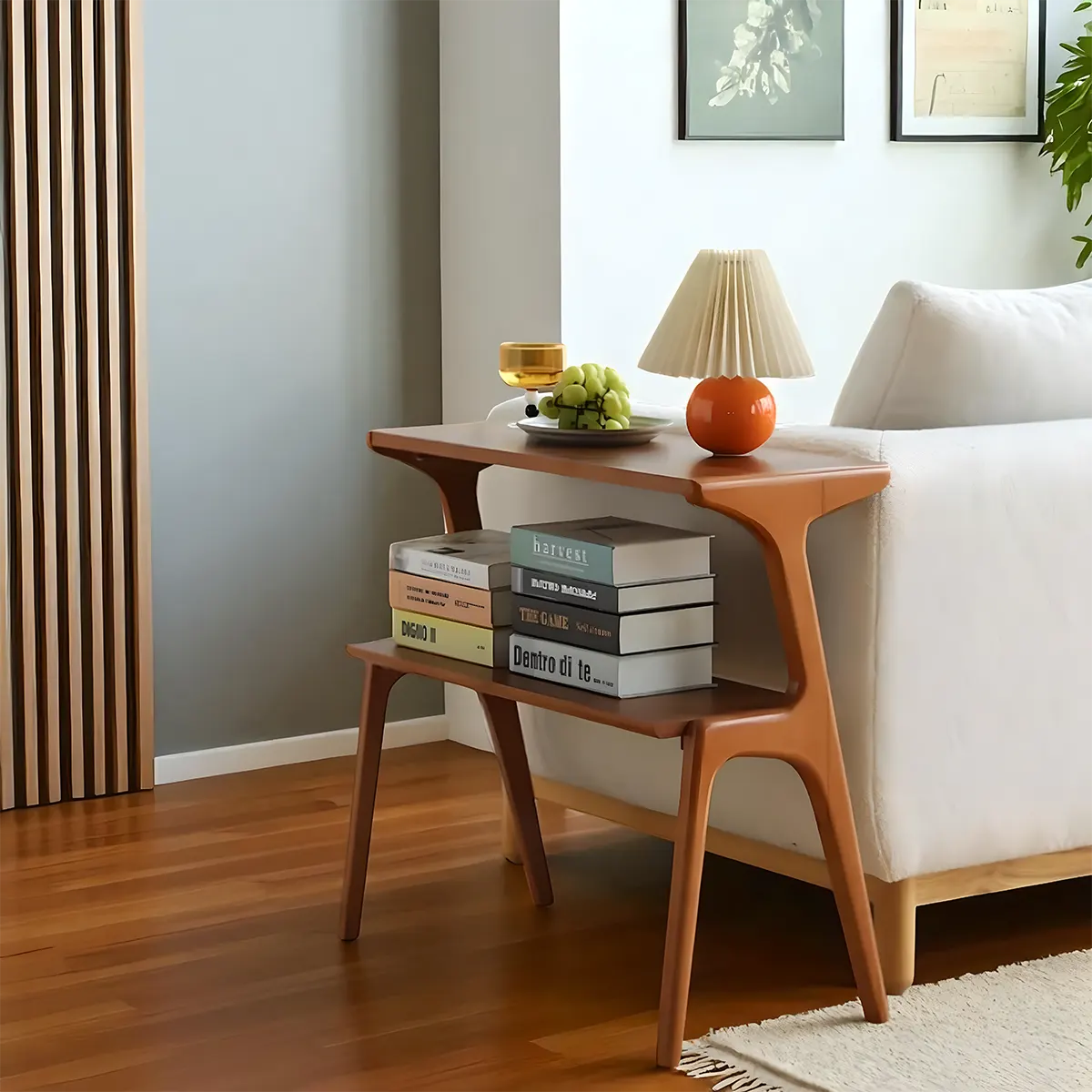 Mid‑Century Natural Wood 2-Tier End Table – Unique Design 
