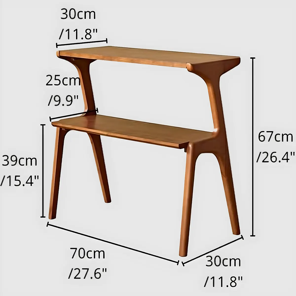 Mid‑Century Natural Wood 2-Tier End Table – Unique Design 