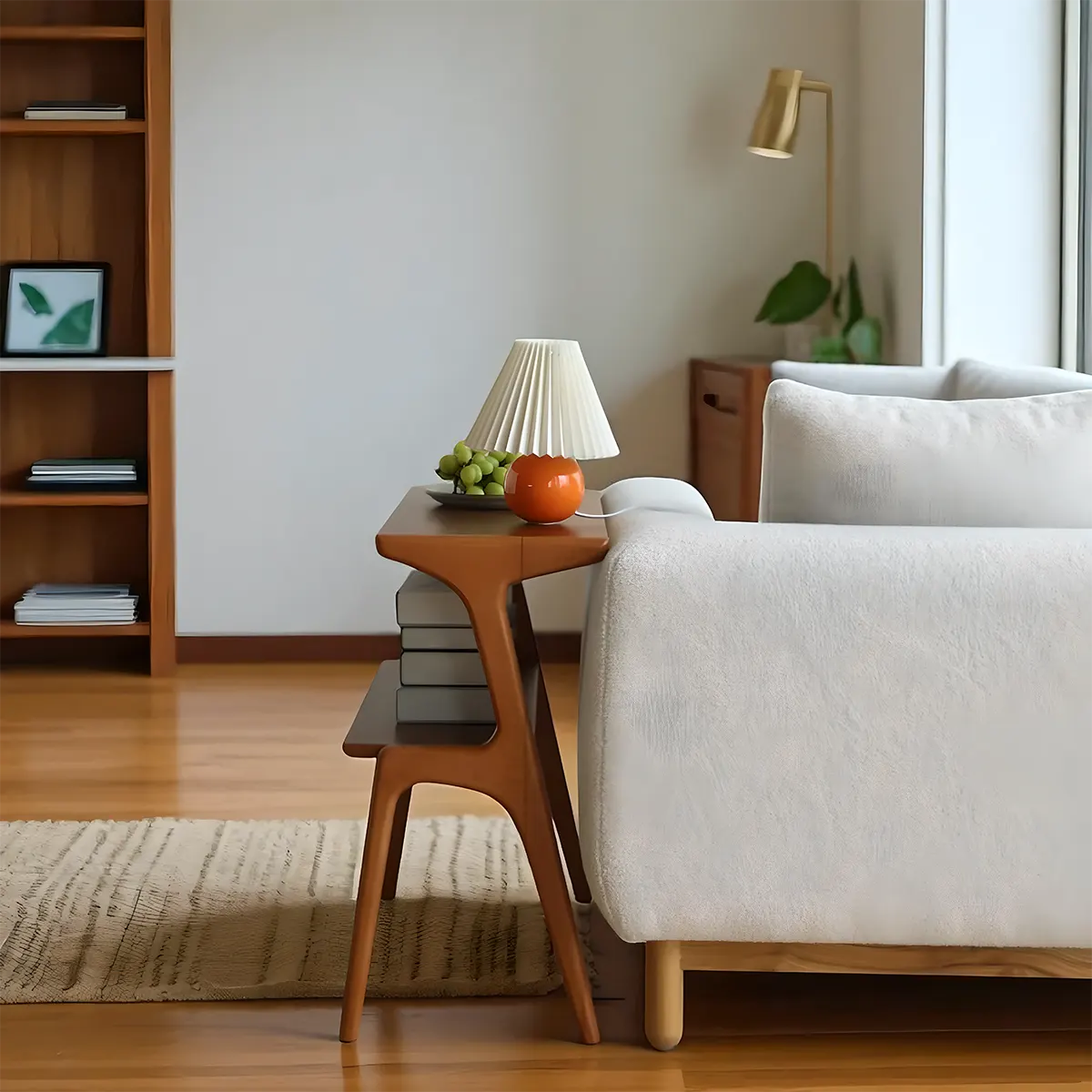 Mid‑Century Natural Wood 2-Tier End Table – Unique Design 