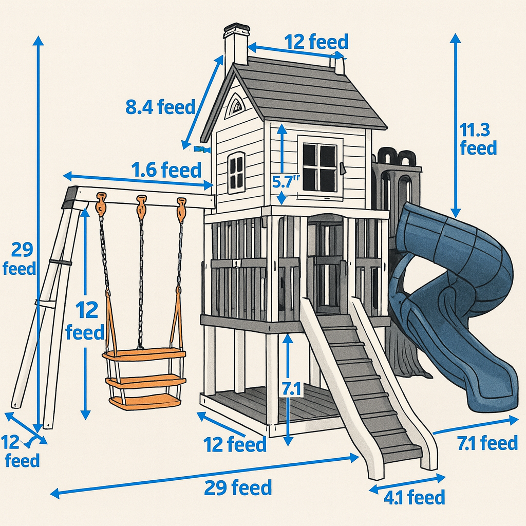 Kids Outdoor Wooden Playset – Safe Backyard Playground with Swings & Slides