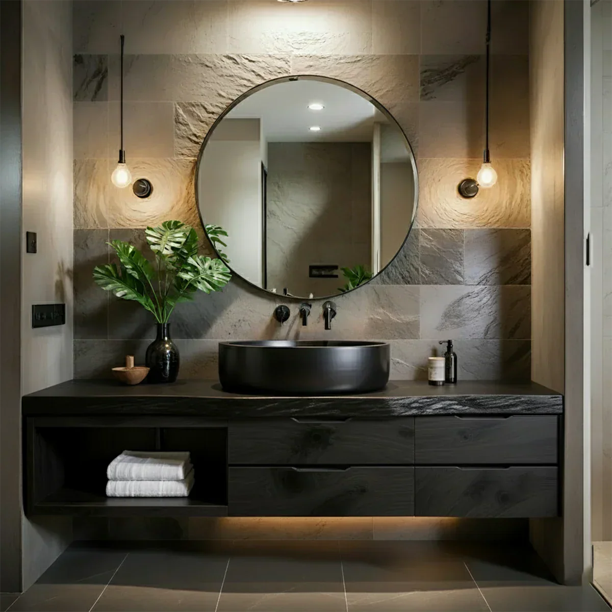 Modern Floating Natural Solid Wood Bathroom Vanity - Rustirawood