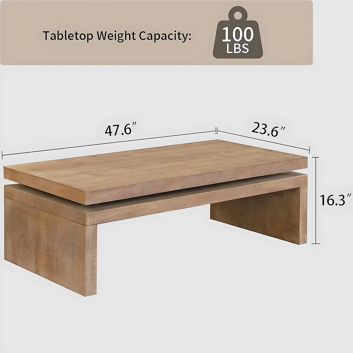 Modern Wooden Coffee Table 48” – Minimalist Design, Load Capacity 45kg 