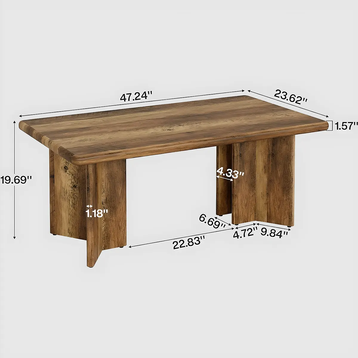 Modern natural wood tea table, Unique column leg design 