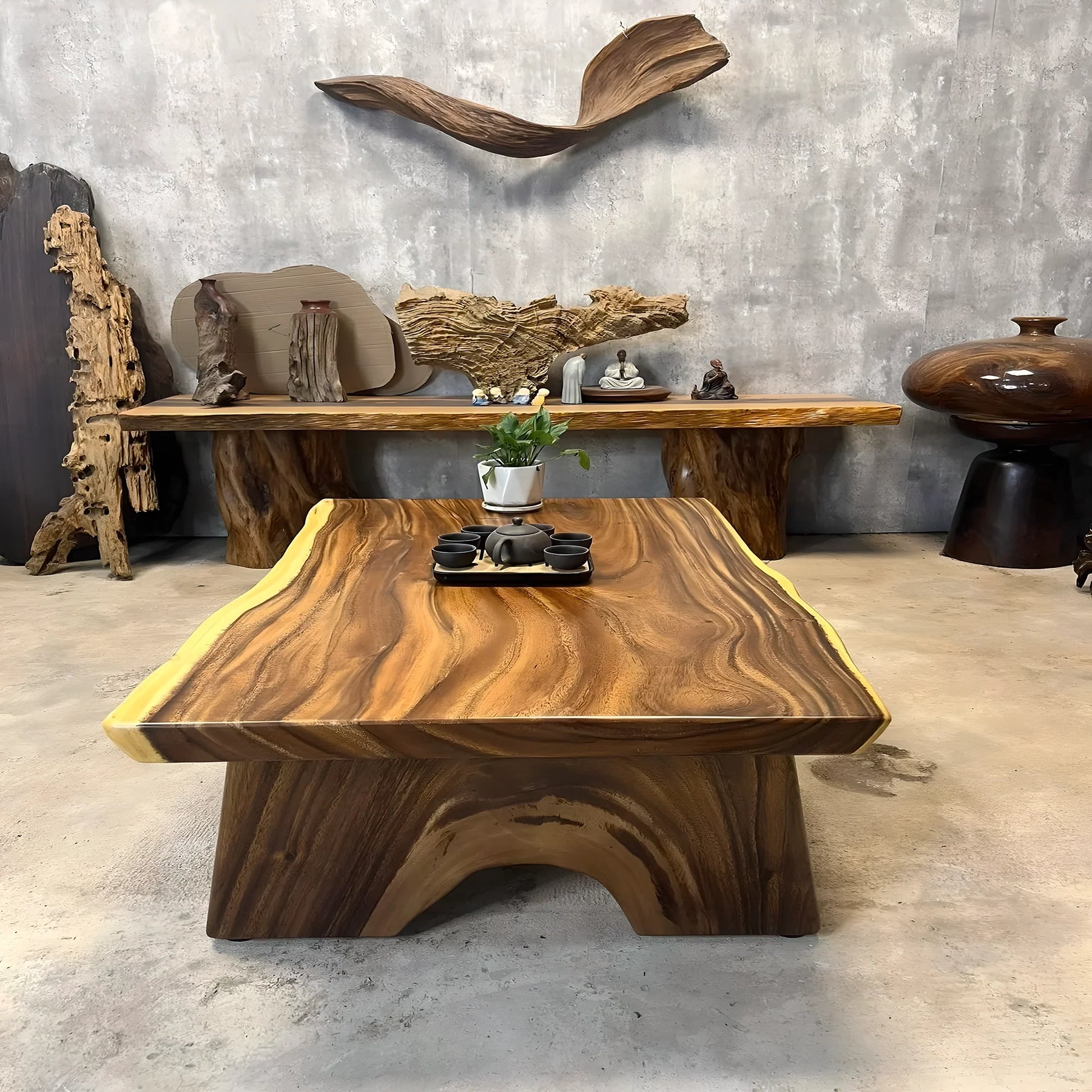 Modern wooden tea table, flat tea table 