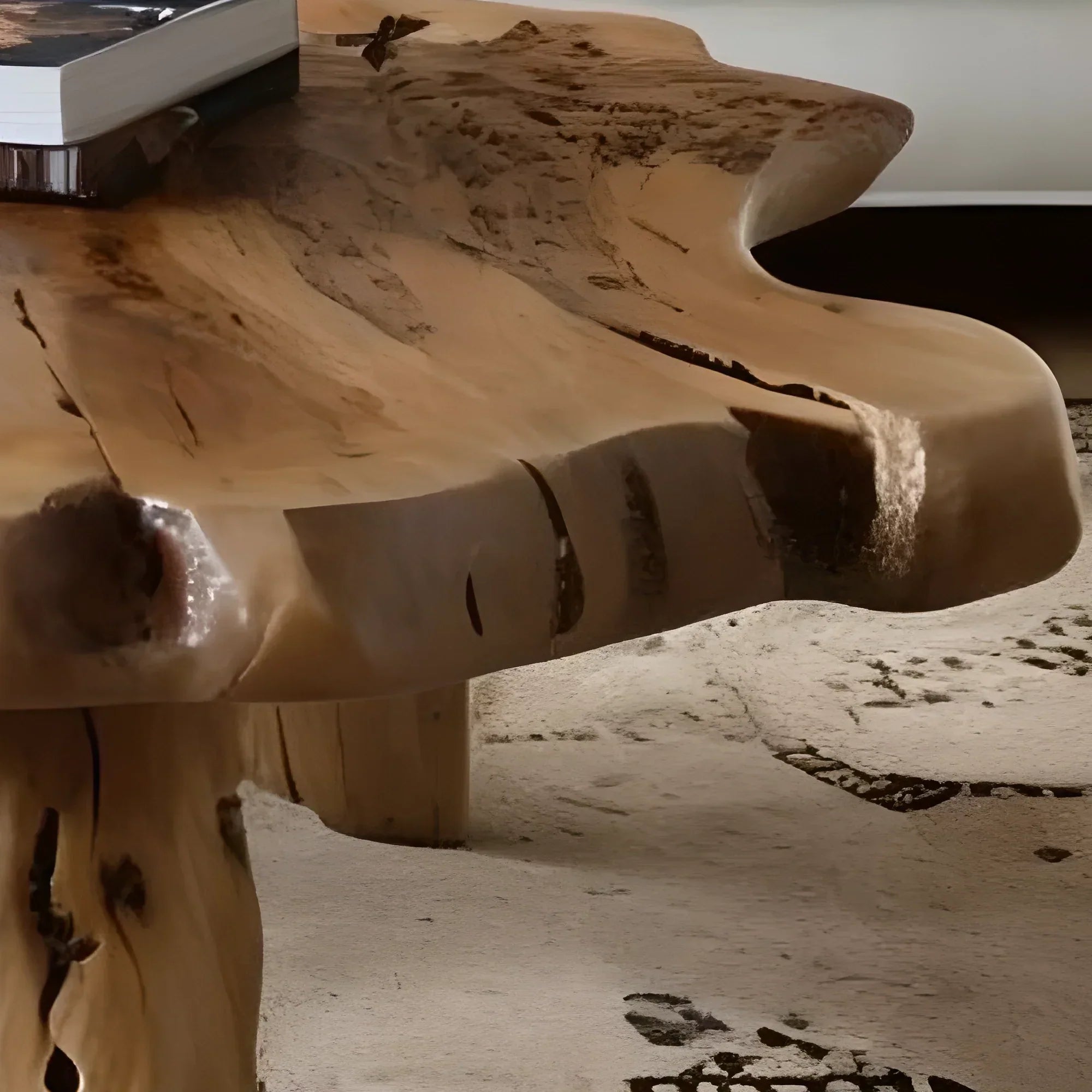 Sofa table with monolithic table top, modern table 