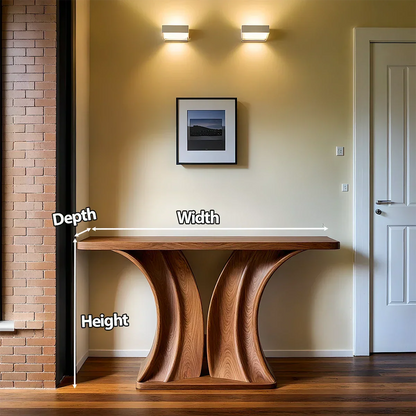 Natural Solid Wood Dual-Sculpt Form Console Table in Modern Luxury Style - Rustirawood